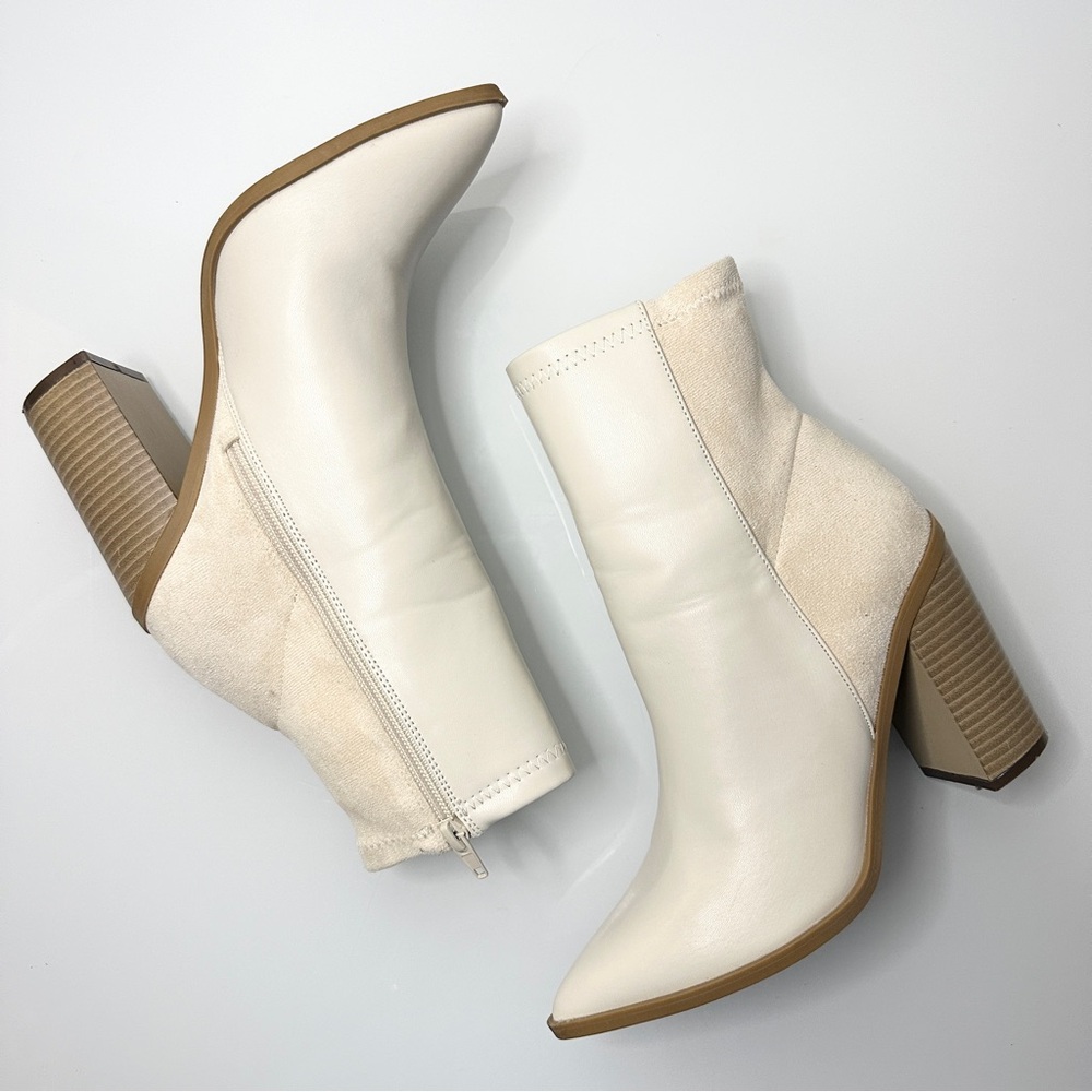 Lulu’s Essex Two-Tone Heeled Bootie 8.5 Pointy Toe